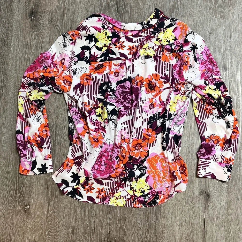 Dana Buchman Women's Multicolored Floral Casual  Tunic Button Up Blouse XL - Picture 8 of 8